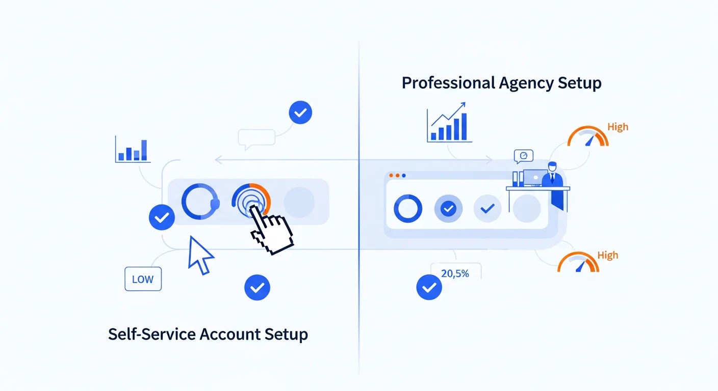 必应广告自助开户与代理开户对比图
